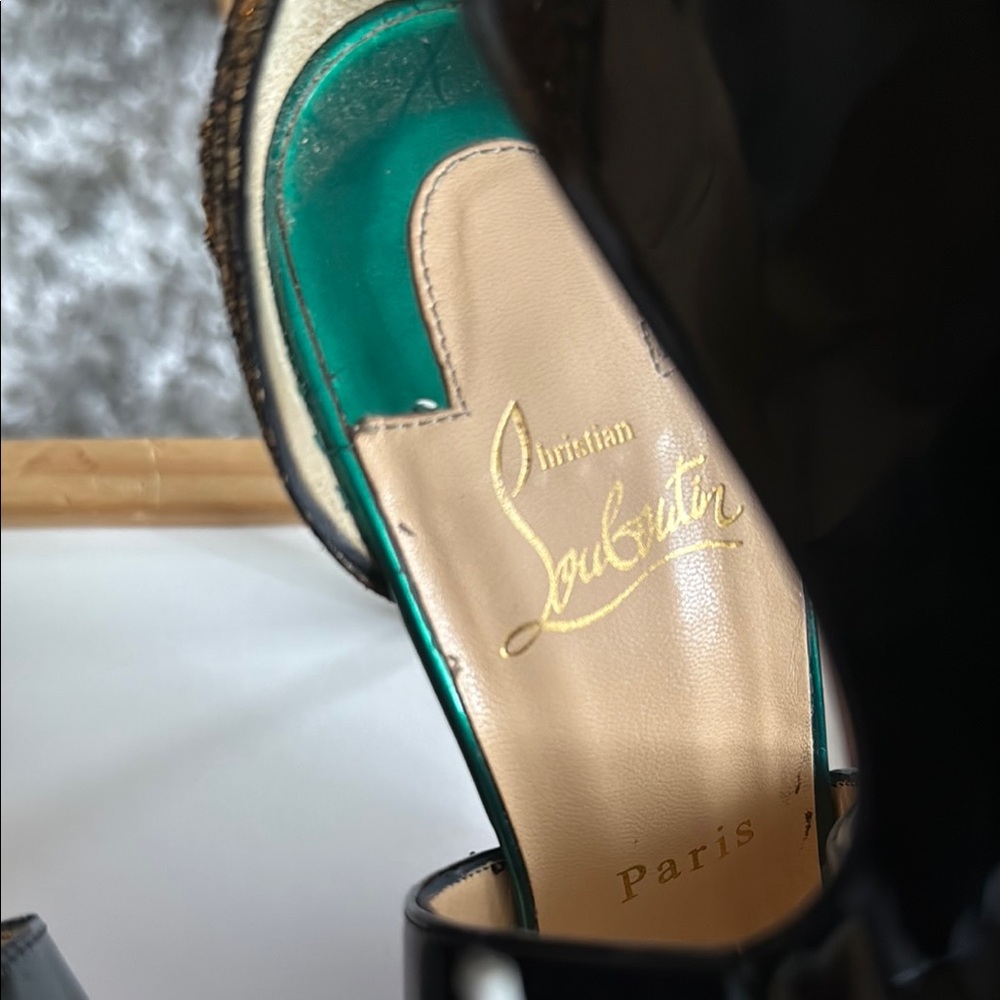 Christian Louboutin Black and Gold Stiletto Heels - Picture 3 of 5